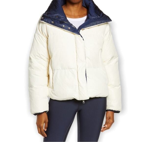 Sweaty Betty Reversible Downfall Renu: 550 Puffer jacket navy blue white - L - Picture 2 of 15